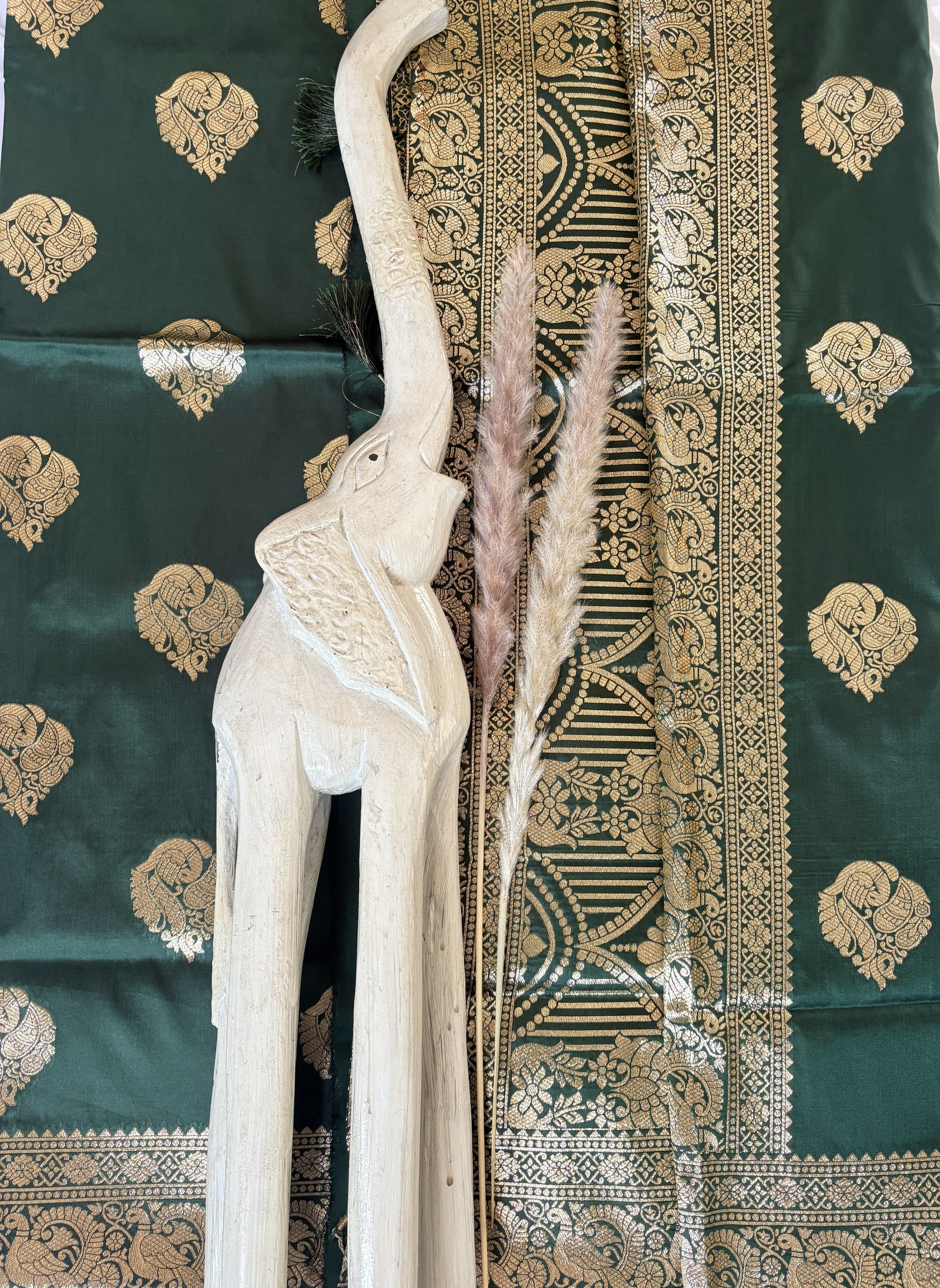 Premium Semi Banasari Silk with Peacock Border (Saree Code - S01)