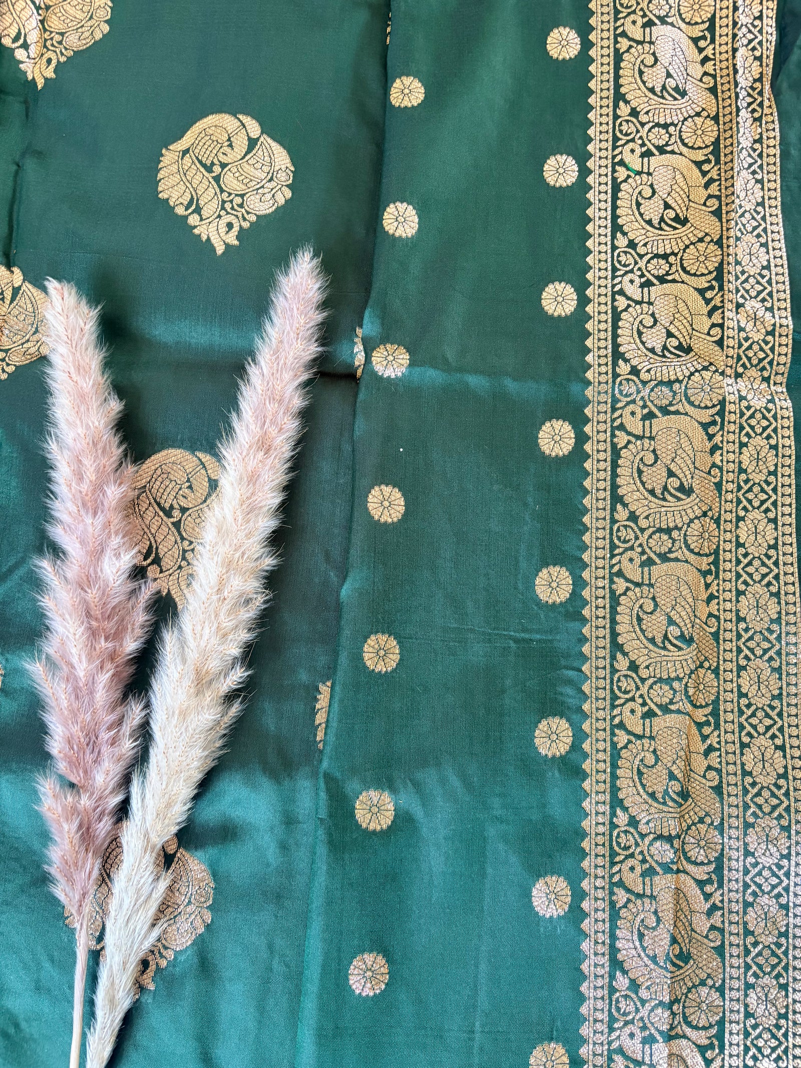 Premium Semi Banasari Silk with Peacock Border (Saree Code - S01)