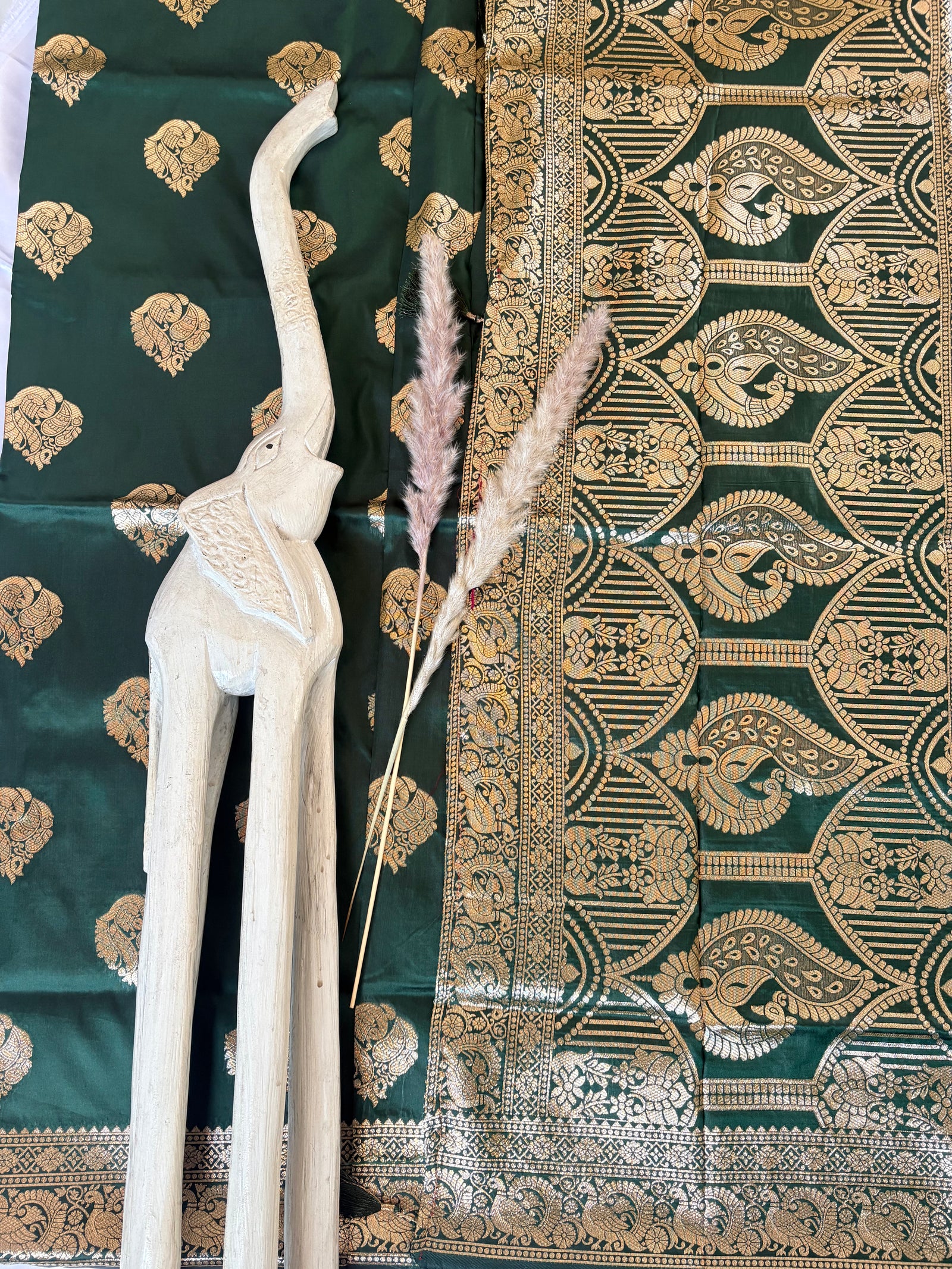 Premium Semi Banasari Silk with Peacock Border (Saree Code - S01)