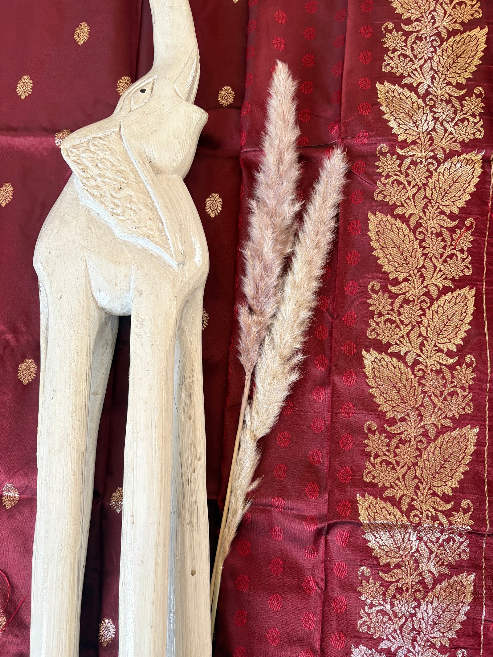 Premium Semi Banasari Silk with Leaf Border (Saree Code - S03)
