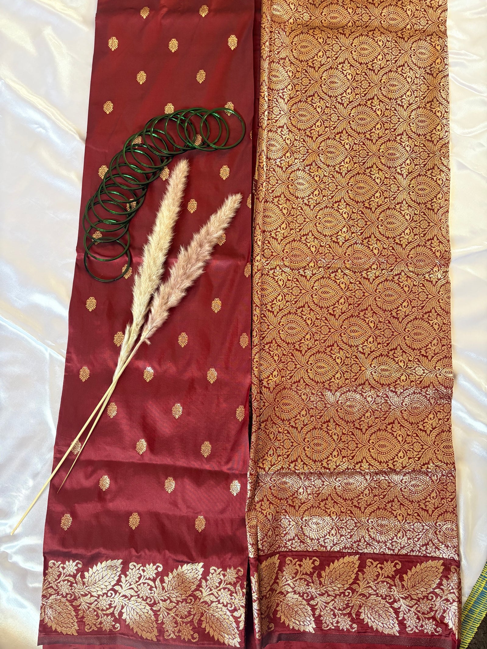 Premium Semi Banasari Silk with Leaf Border (Saree Code - S03)