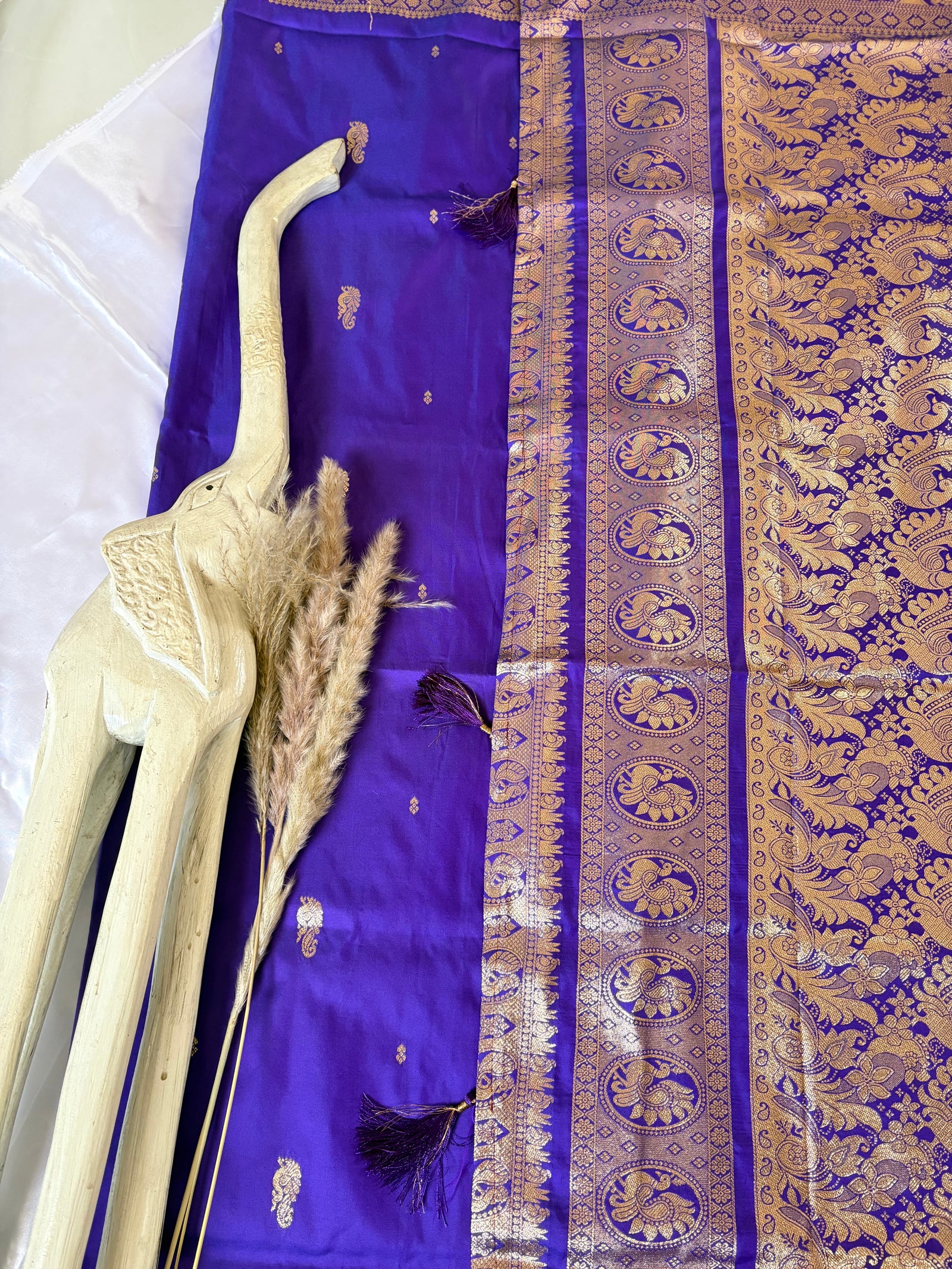 Premium Semi Banasari Silk with Peacock Border (Saree Code - S05)