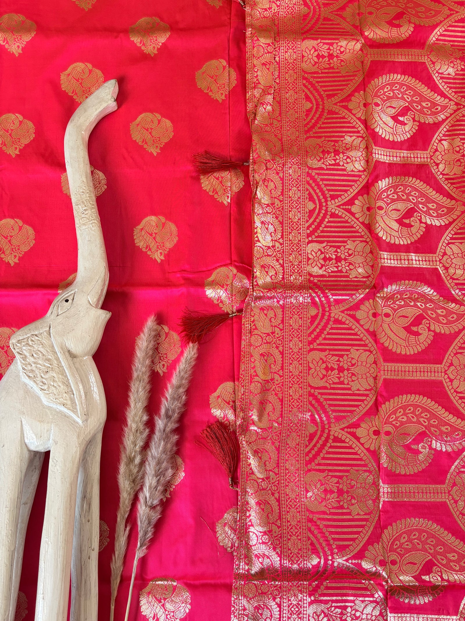 Premium Semi Banasari Silk with Peacock Border (Saree Code - S06)