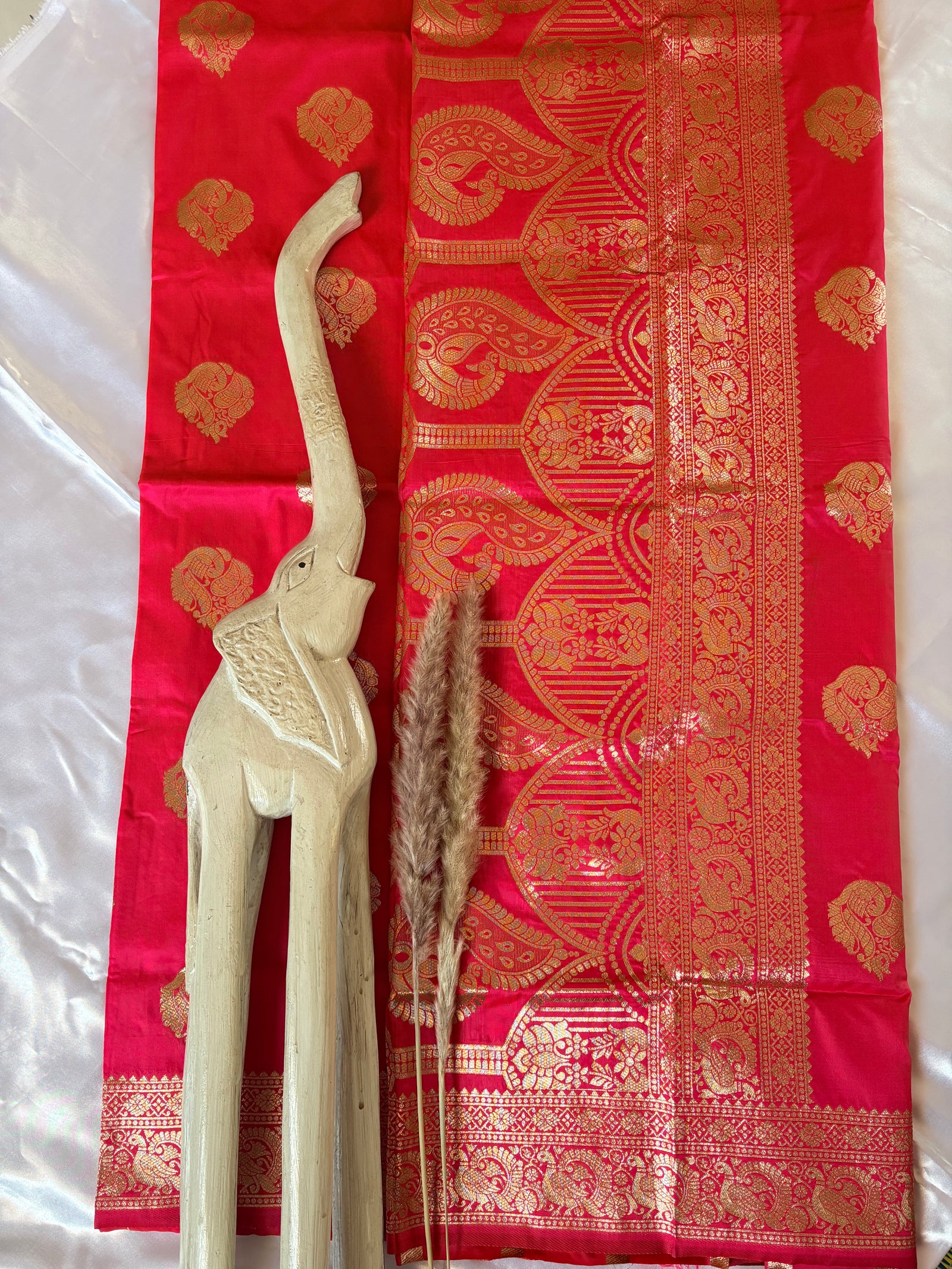 Premium Semi Banasari Silk with Peacock Border (Saree Code - S06)