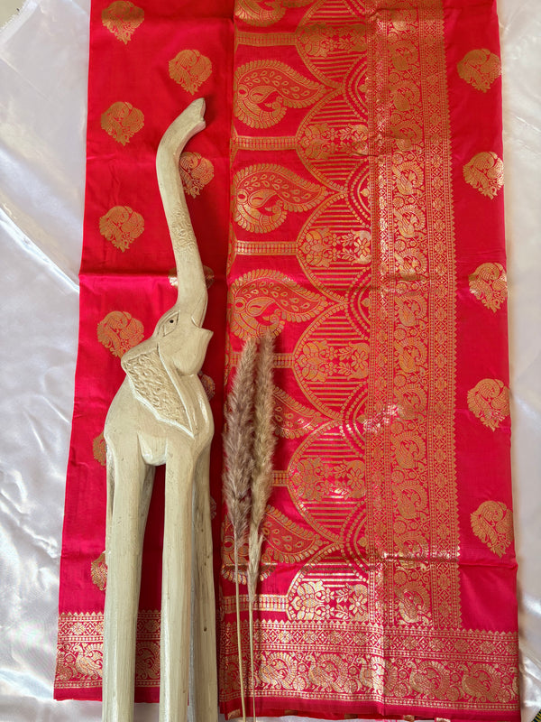 Premium Semi Banasari Silk with Peacock Border (Saree Code - S06)
