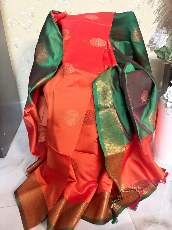 Premium Semi Cotton Silk with Tassels and Mango Butta (Saree Code-24)