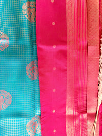Premium Semi Crepe Silk Checks saree with Border (Saree Code-27)