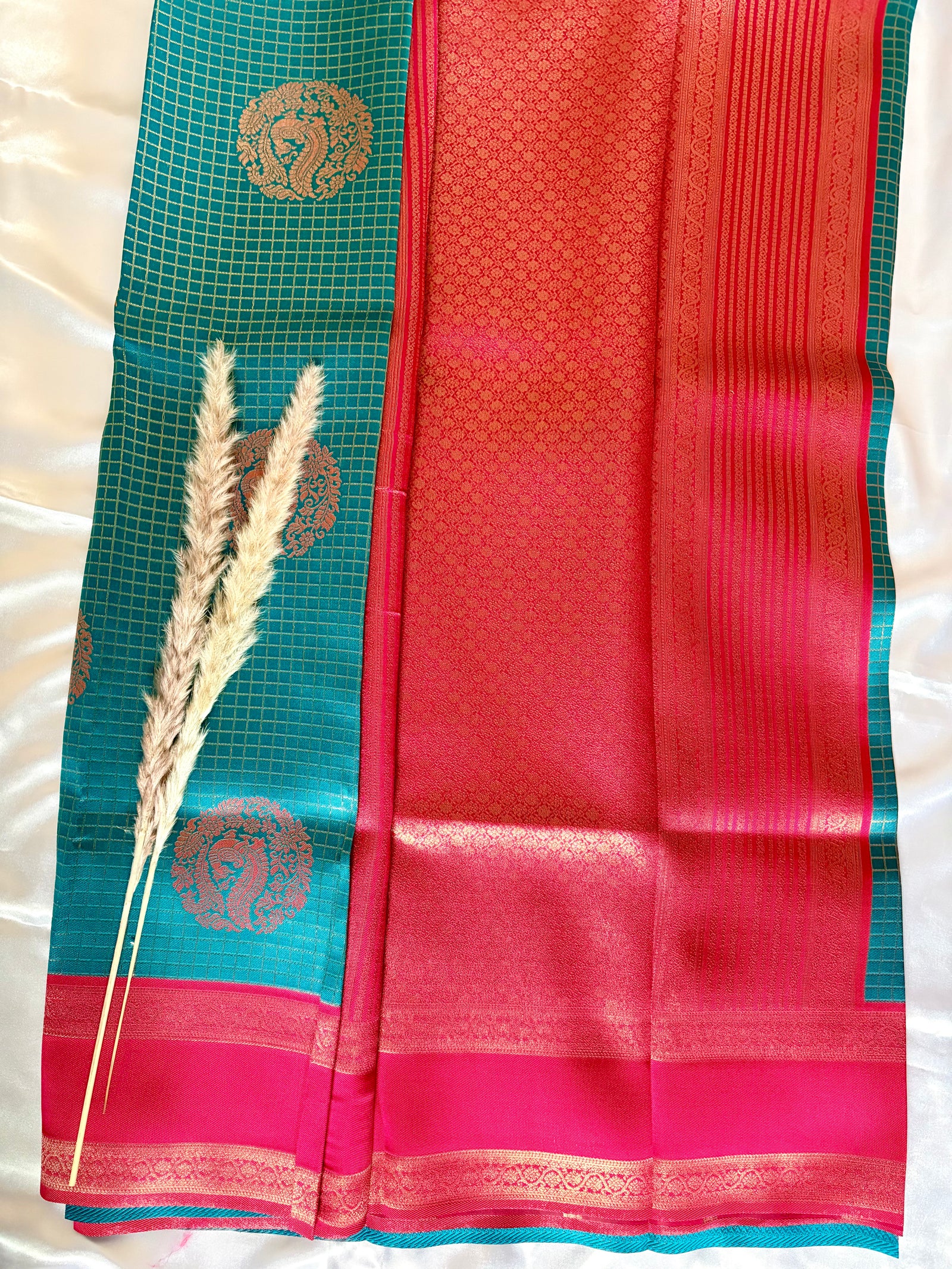 Premium Semi Crepe Silk Checks saree with Border (Saree Code-27)
