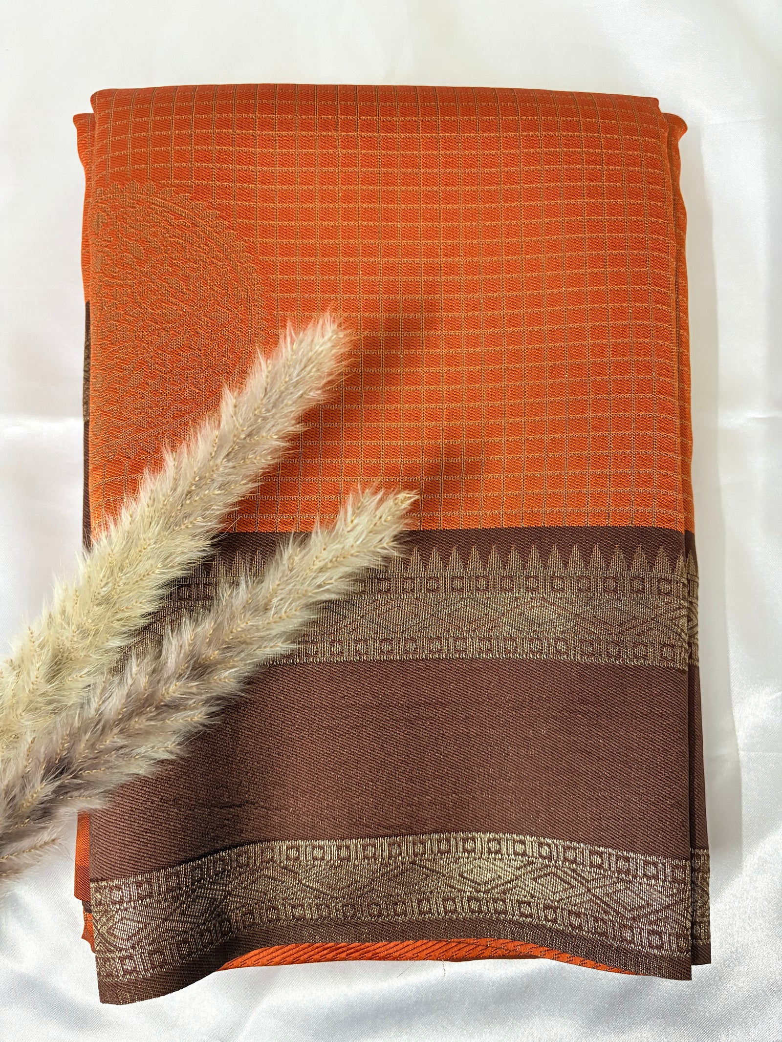 Premium Semi Crepe Silk Checks saree with Border (Saree Code-29)