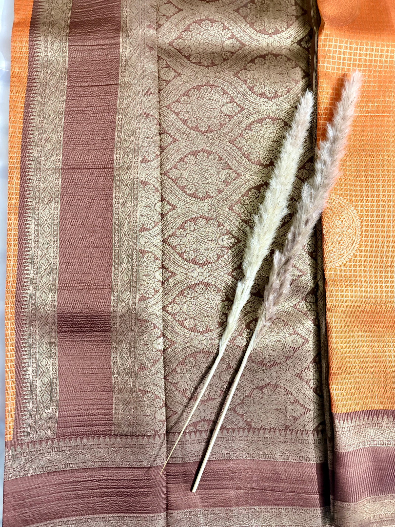 Premium Semi Crepe Silk Checks saree with Border (Saree Code-29)