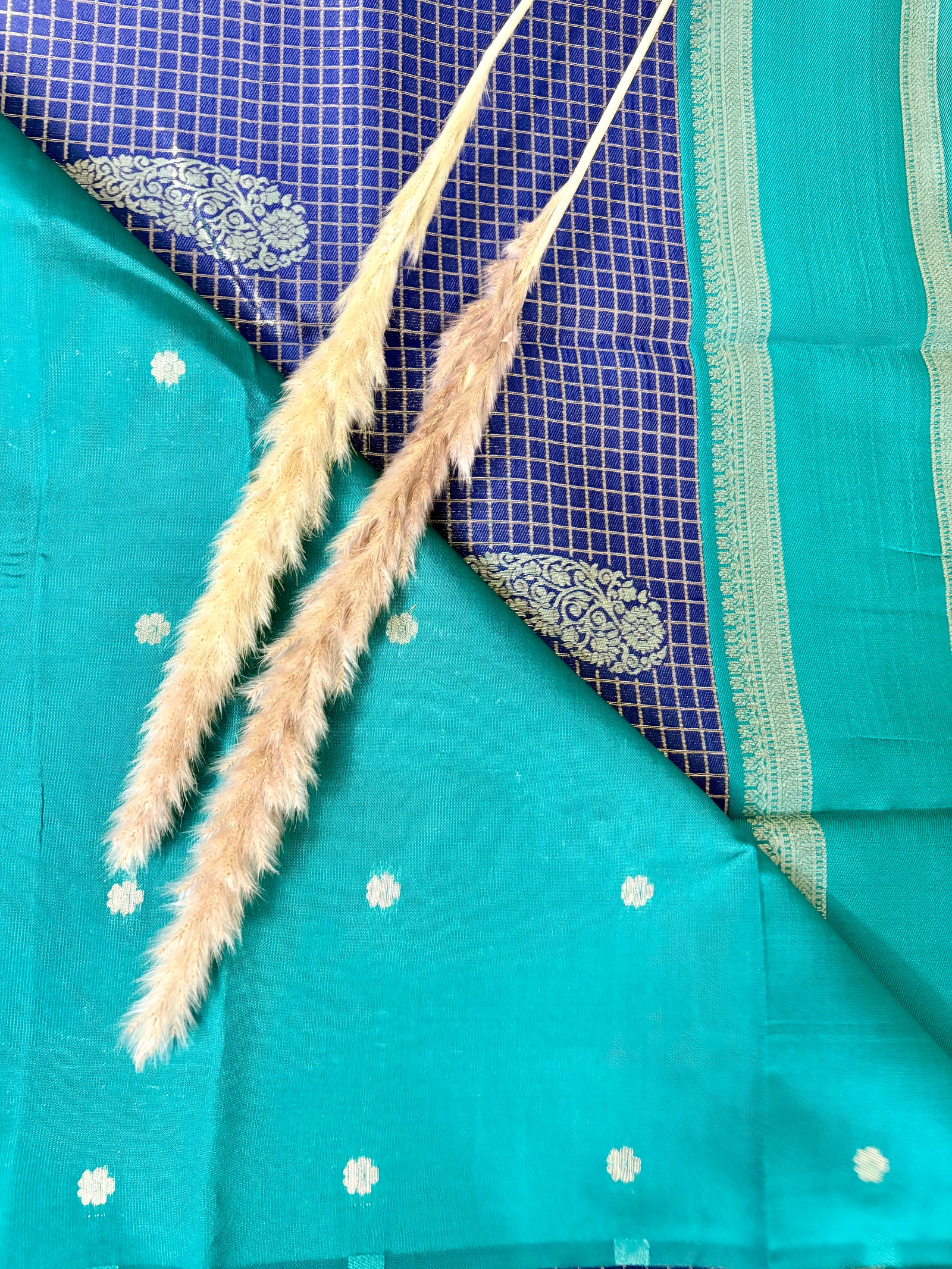Premium Semi Crepe Silk Checks saree with Border (Saree Code-30)