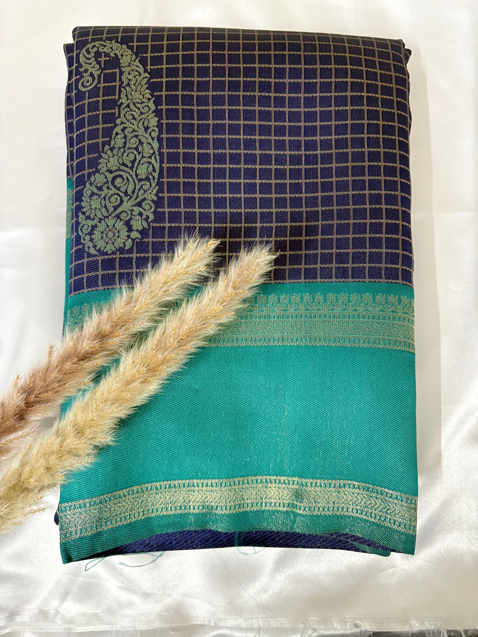 Premium Semi Crepe Silk Checks saree with Border (Saree Code-30)
