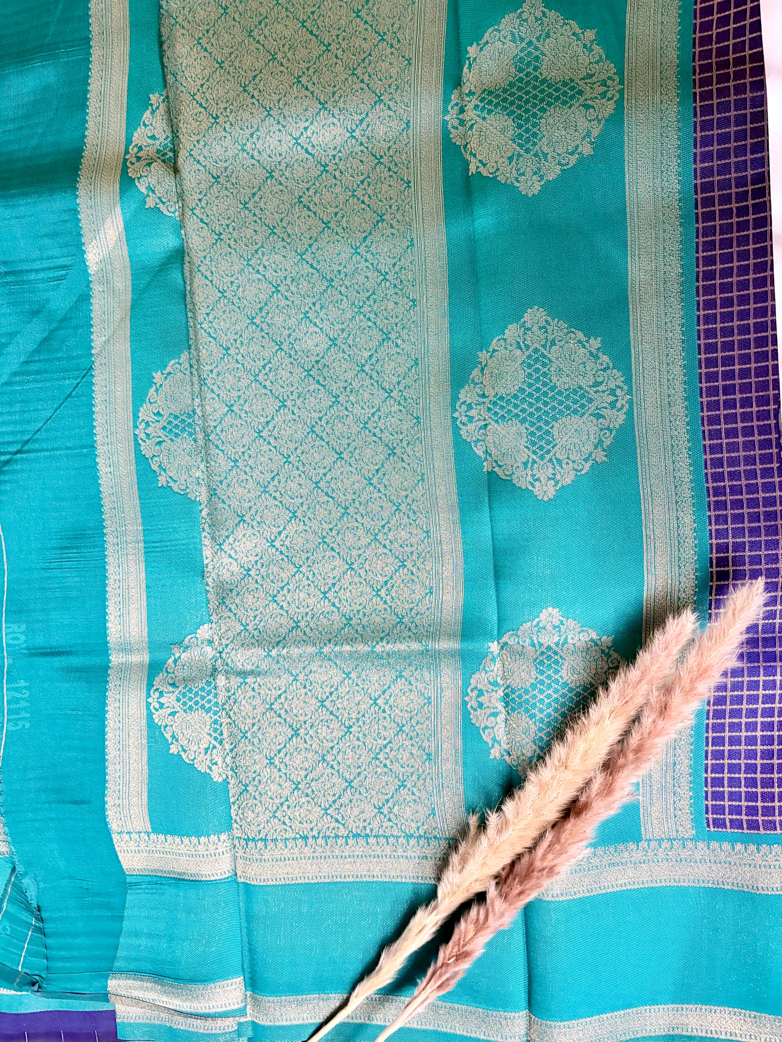 Premium Semi Crepe Silk Checks saree with Border (Saree Code-30)