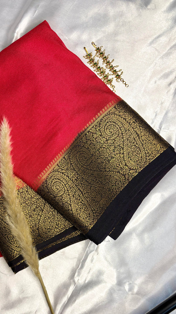 Premium Crepe Mysore Silk Chiffon Saree (Saree Code-47)