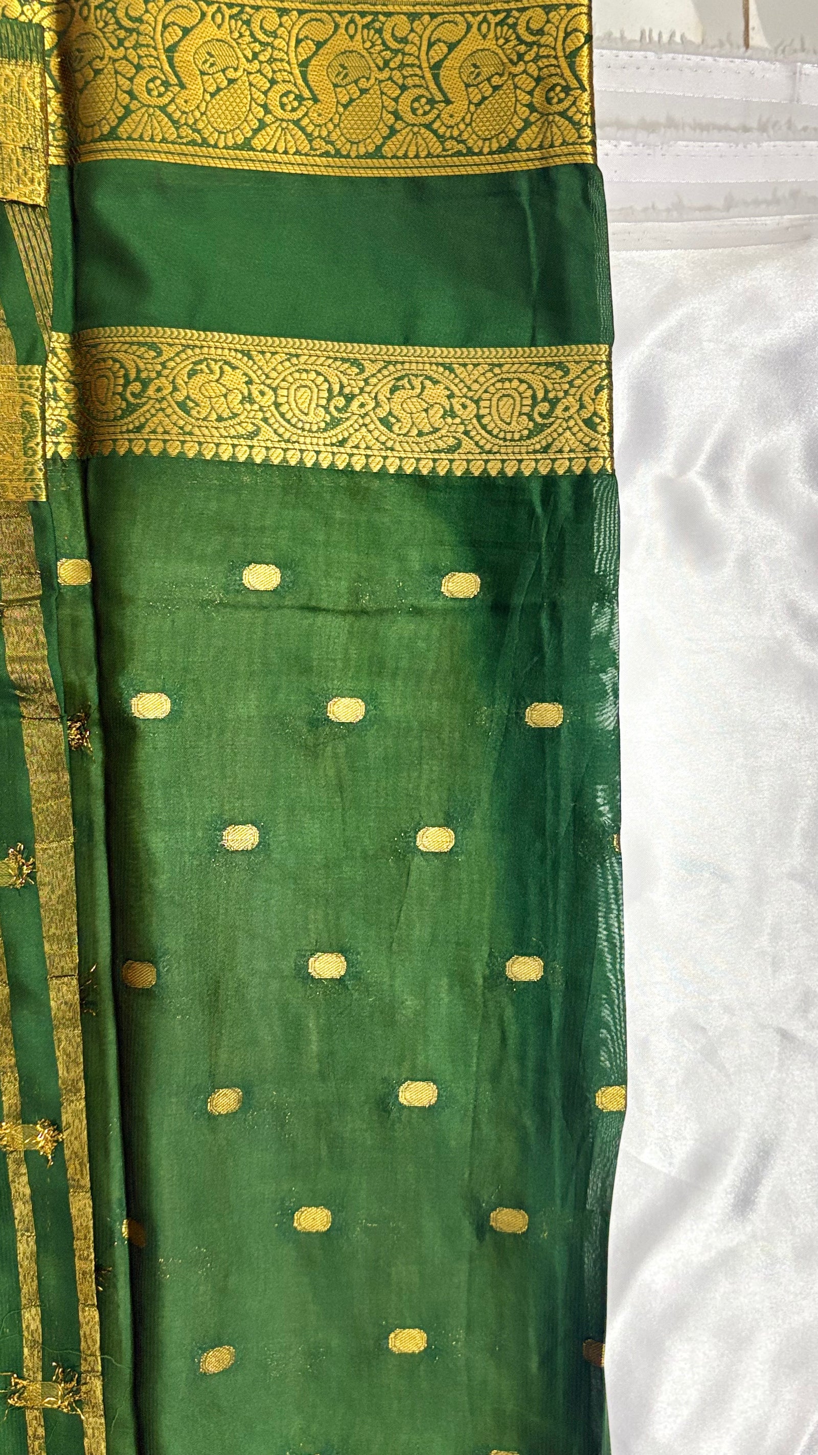 Premium Crepe Mysore Silk Saree with Butta and Double Border (Saree Code-51)