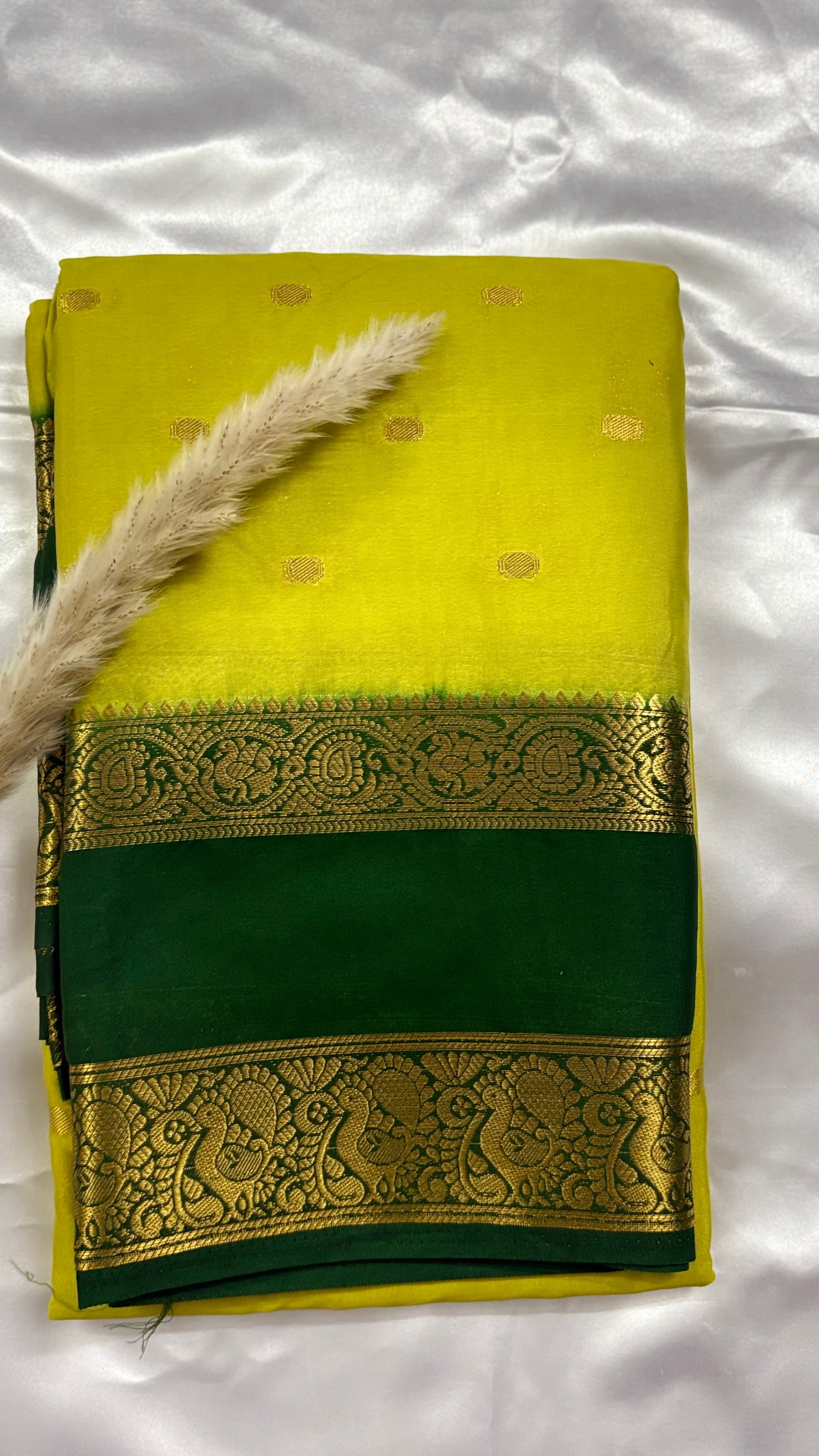 Premium Crepe Mysore Silk Saree with Butta and Double Border (Saree Code-51)