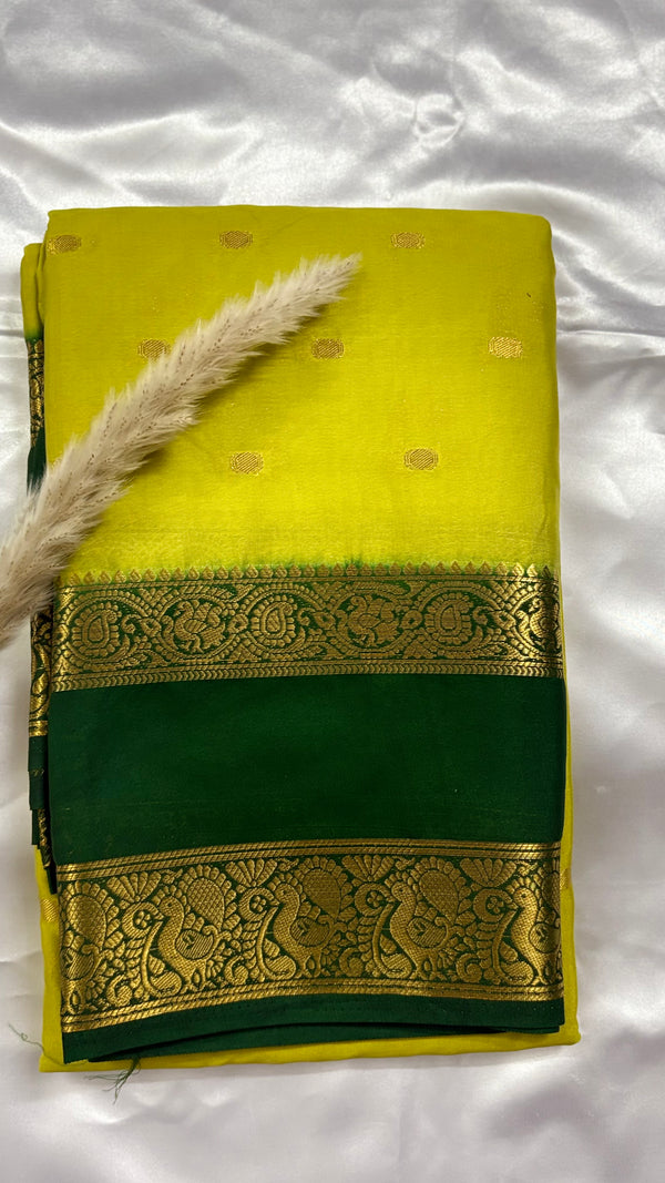 Premium Crepe Mysore Silk Saree with Butta and Double Border (Saree Code-51)