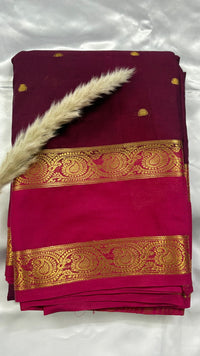 Premium Crepe Mysore Silk Saree with Butta and Double Border (Saree Code-52)