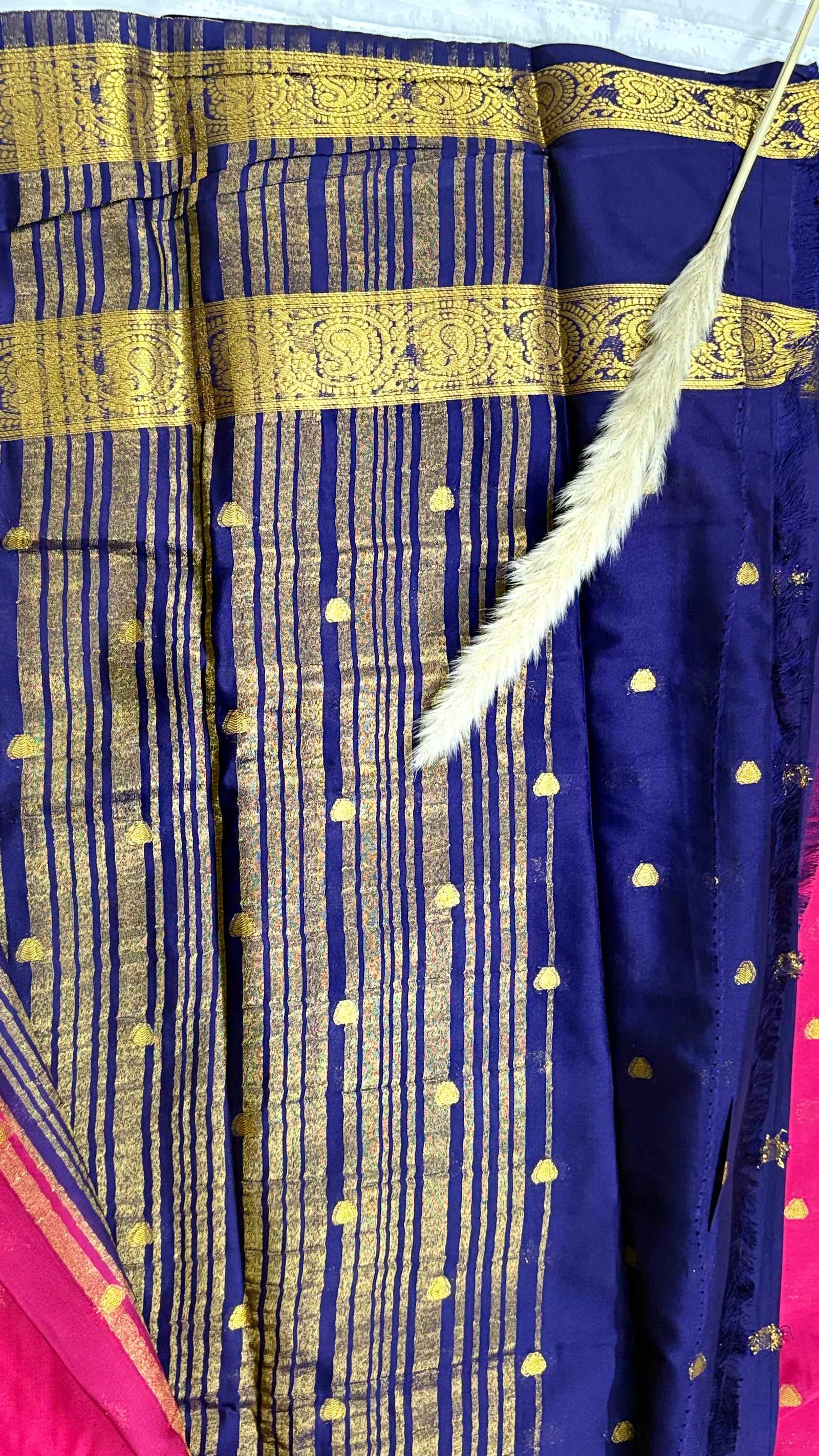 Premium Crepe Mysore Silk Saree with Butta and Double Border (Saree Code-52)