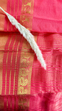 Premium Crepe Mysore Silk Orange Saree with Butta and Big Border Mango Design (Saree Code - S55)