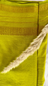 Premium Crepe Mysore Silk Lemon Green Saree with Double Border (Saree Code - S56)
