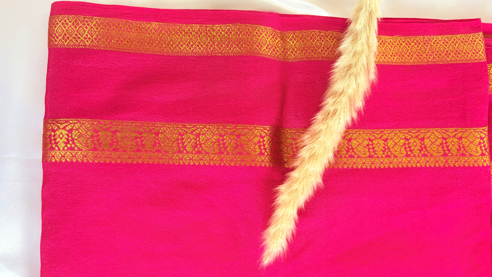 Premium Crepe Mysore Silk Blush Pink Saree with Double Border (Saree Code - S57)