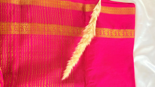 Premium Crepe Mysore Silk Blush Pink Saree with Double Border (Saree Code - S57)