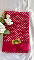 Maroon Silk Saree - Geometric Zig-Zag chevron pattern with a matching red border  (Saree Code - S75)