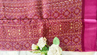 White Geometric zig-zag chevron print pattern with rich purple fabric and complemented with a solid matching border  (Saree Code - S79)
