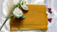 mustard-yellow plain handloom silk cotton fabric Saree delicate golden zari details  (Saree Code - S88)