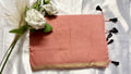 Rose-Gold plain handloom silk cotton fabric Saree delicate golden zari details  (Saree Code - S90)