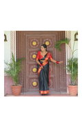 Classic Black Cotton Silk Saree with Designer Red Border (Saree Code - S17)